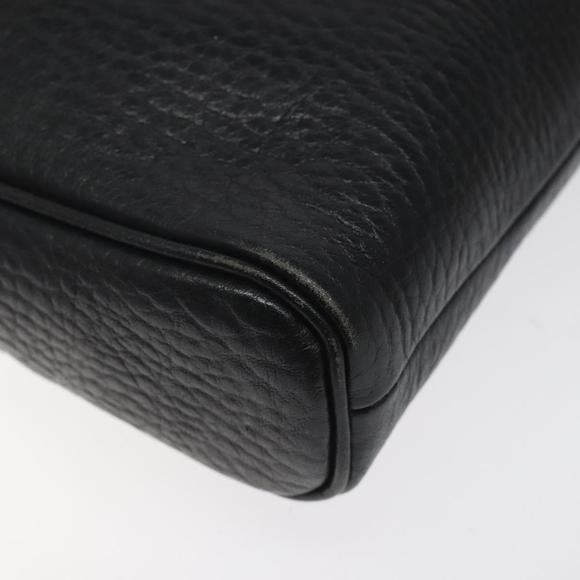 Burberrys Clutch Bag Leather Black Auth bs25815